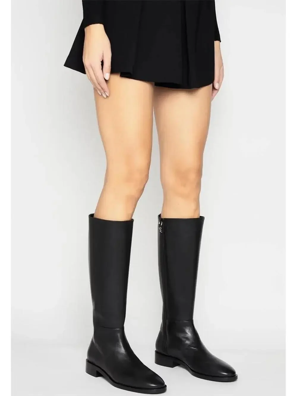 Stuart Weitzman Keelan Zip Leather Boot BLACK NIB Size 5.5